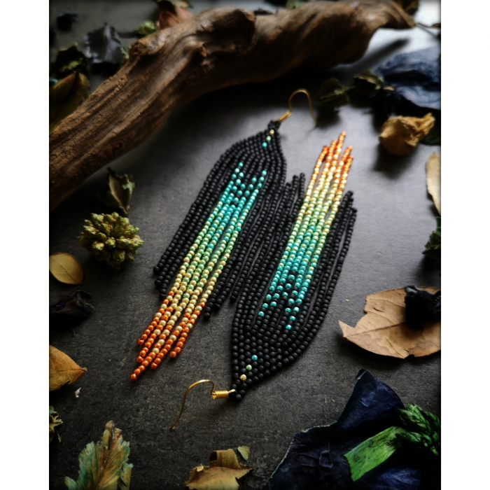 Ombre Earrings Style 1 - Handmade beaded fringe earrings