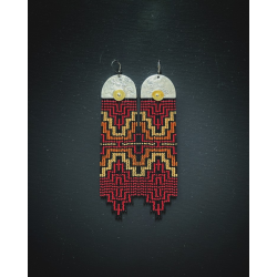 OOAK Inkas Inspired Long Fringe Earrings - Handmade beaded fringe earrings