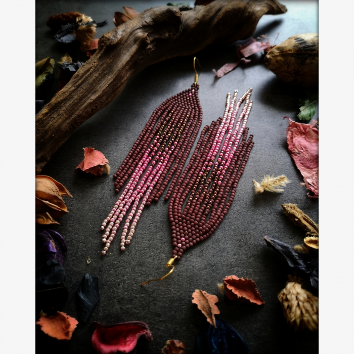 Ombre Earrings Style 9 - Handmade beaded fringe earrings