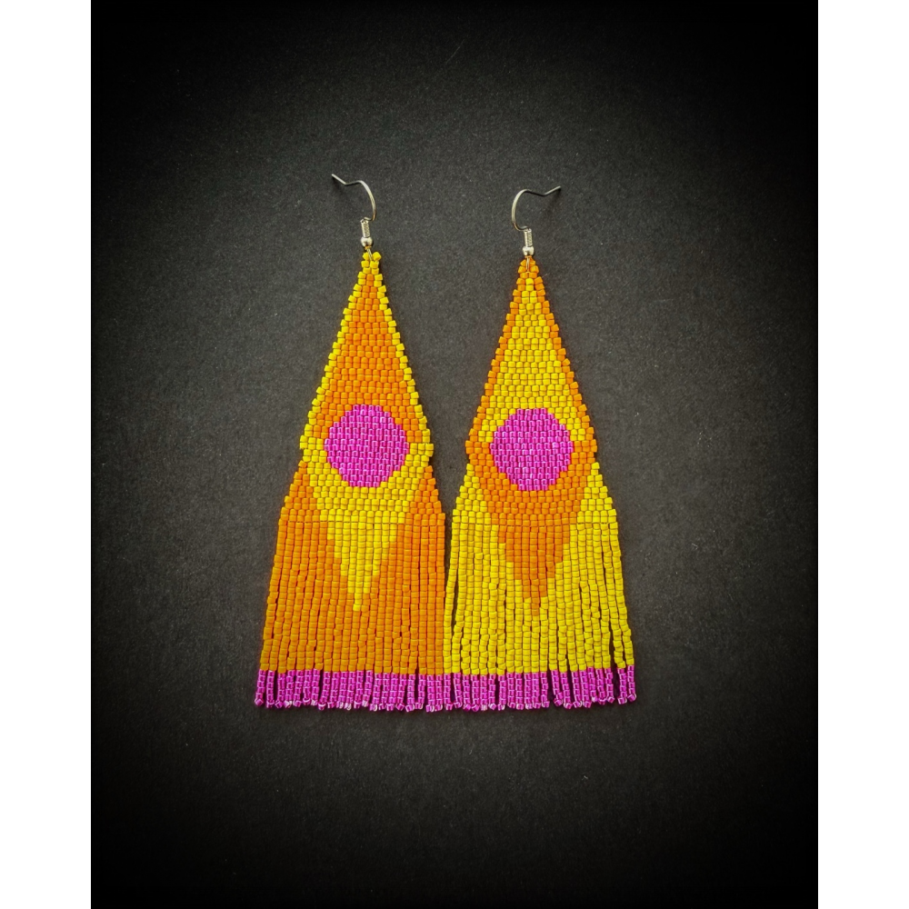 Pop Art Style Beaded Fringe Earrings