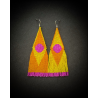 Pop Art Style Beaded Fringe Earrings - Handmade beaded fringe earrings