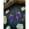 CORAL REEF Pink&Purple - Freeform Beaded Earrings - Handmade beaded fringe earrings