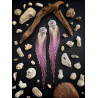 DUSTY PINK FRINGES - OOAK Beaded Fringe Earrings with Ceramic Cabochon - Handmade beaded fringe earrings