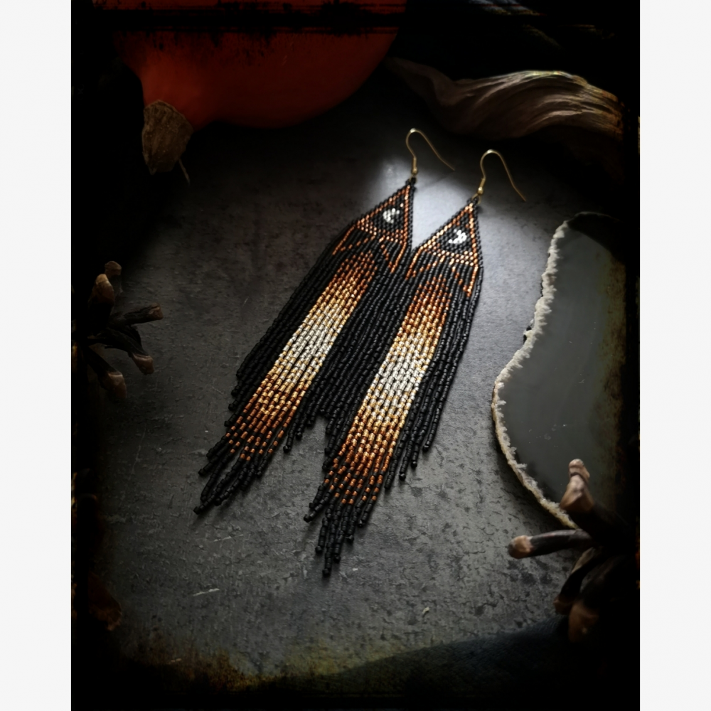 FALL EDITION - Art Deco Style Crescent Fringe Earrings