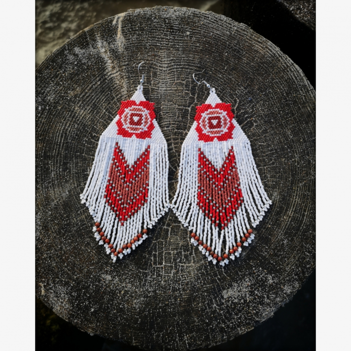 Muladhara Root Chakra Earrings with Red Jaspers - Handmade beaded fringe earrings