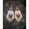 Swadhisthana Sacral Chakra Earrings with Tiger Eye Stones - Handmade beaded fringe earrings