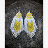 Manipura Solar Plexus Chakra Earrings with Yellow Agates - Handmade beaded fringe earrings