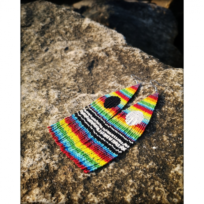 Rainbow Striped Beaded Earrings