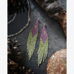 Halloween Crescent Fringe Earrings Style 3 - Handmade beaded fringe earrings