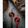 Solar Eclipse Snake Ombre Fringe Earrings - Handmade beaded fringe earrings