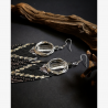 OOAK Long Fringe Earrings with Clear Quartz - Handmade beaded fringe earrings