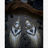 OOAK Long Fringe Earrings with Moss Opal - Style 2 - Handmade beaded fringe earrings