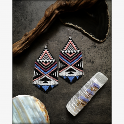 Boho Beaded Fringe Earrings - Handmade beaded fringe earrings