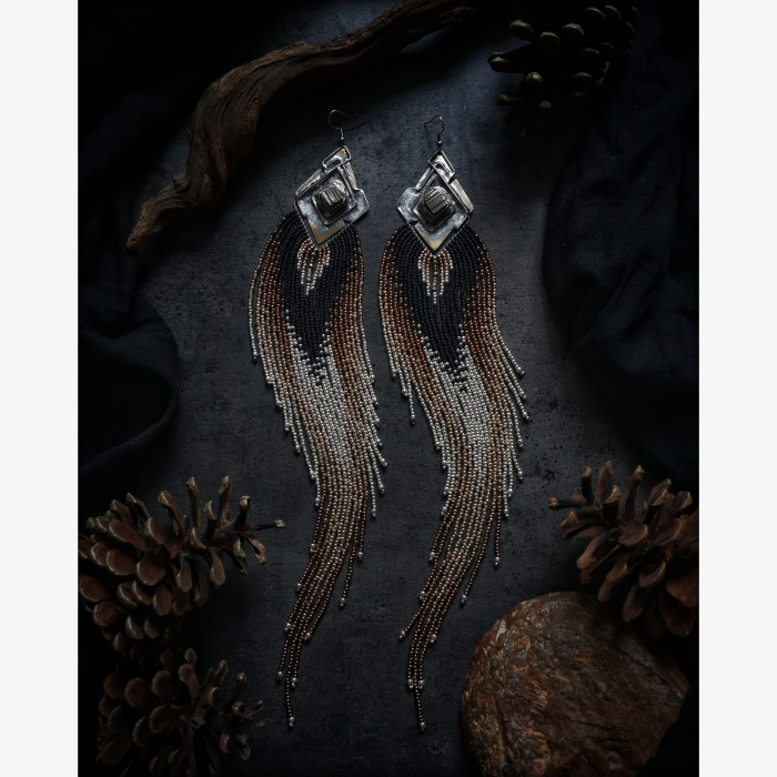 OOAK Large Fringe Earrings with Spanish Pyrite Cubes