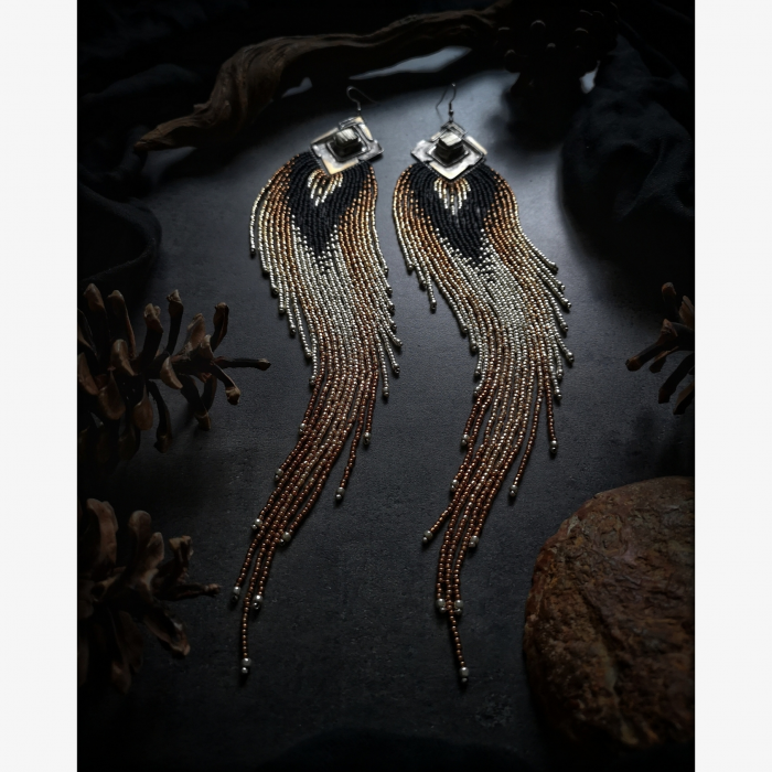 OOAK Large Fringe Earrings with Spanish Pyrite Cubes