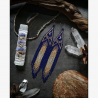 Art Deco Style Crescent Fringe Earrings - Navy Blue - Handmade beaded fringe earrings