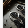 OOAK Extra Long Fringe Earrings with Black Tourmalines - Handmade beaded fringe earrings
