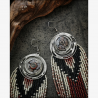OOAK Long Fringe Earrings with Snakeskin Agates - Handmade beaded fringe earrings