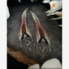 OOAK Dream Catcher Long Fringe Earrings with Snakeskin Agates - Handmade beaded fringe earrings