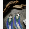 PHLOX BEAUTIES - OOAK Sterling Silver Phlox Flower Earrings with Beaded Fringes and Labradorites - Handmade beaded fringe earrings