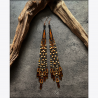 Narrow Beaded Fringe Earrings with Tiger's Eye - Handmade beaded fringe earrings
