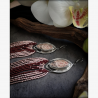 OOAK Beaded Fringe Earrings with Bird Eye Jaspers and Rhodonites - Handmade beaded fringe earrings