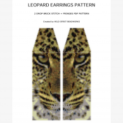 Beaded Fringe Earrings Pattern - Leopard - Handmade beaded fringe earrings