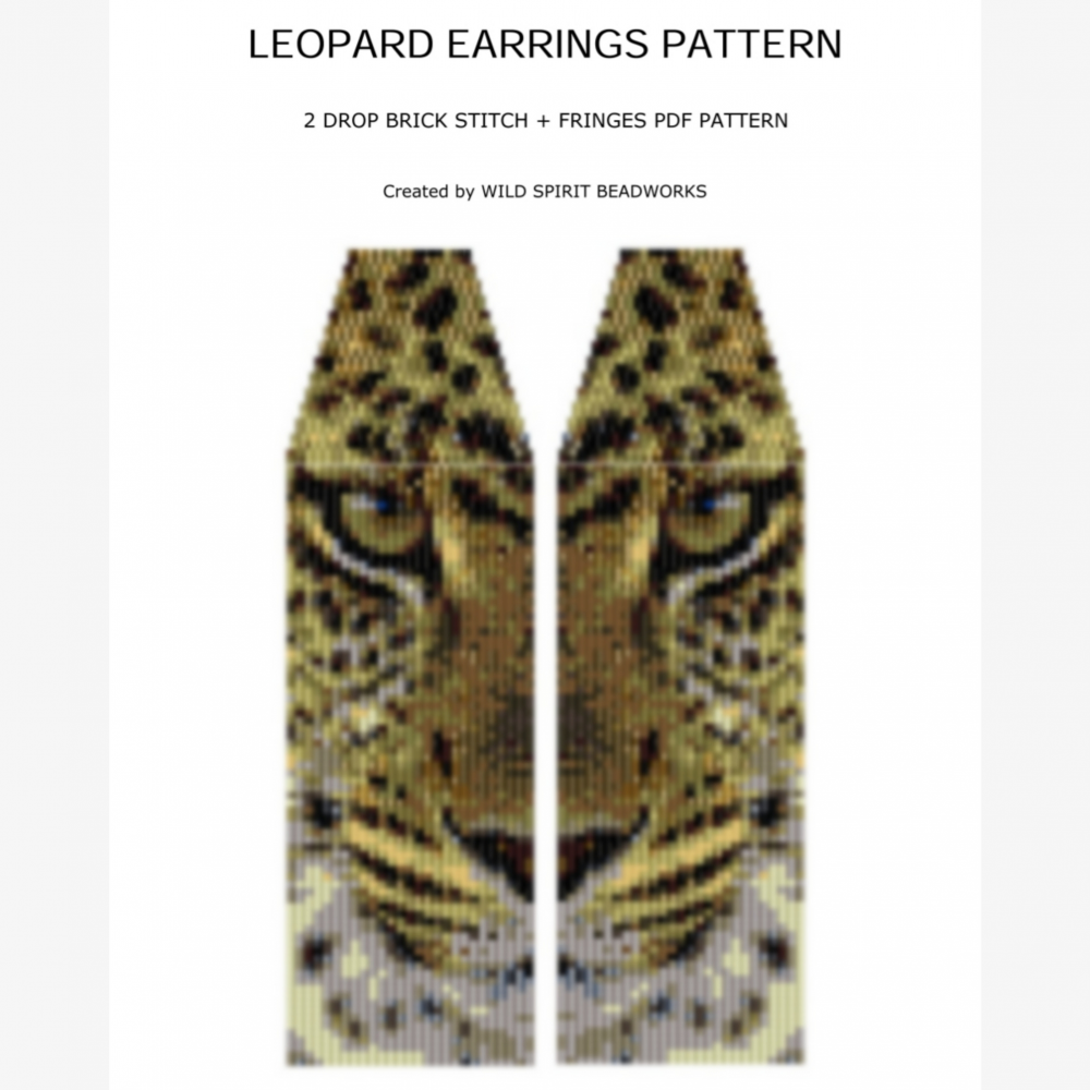 Beaded Fringe Earrings Pattern - Leopard