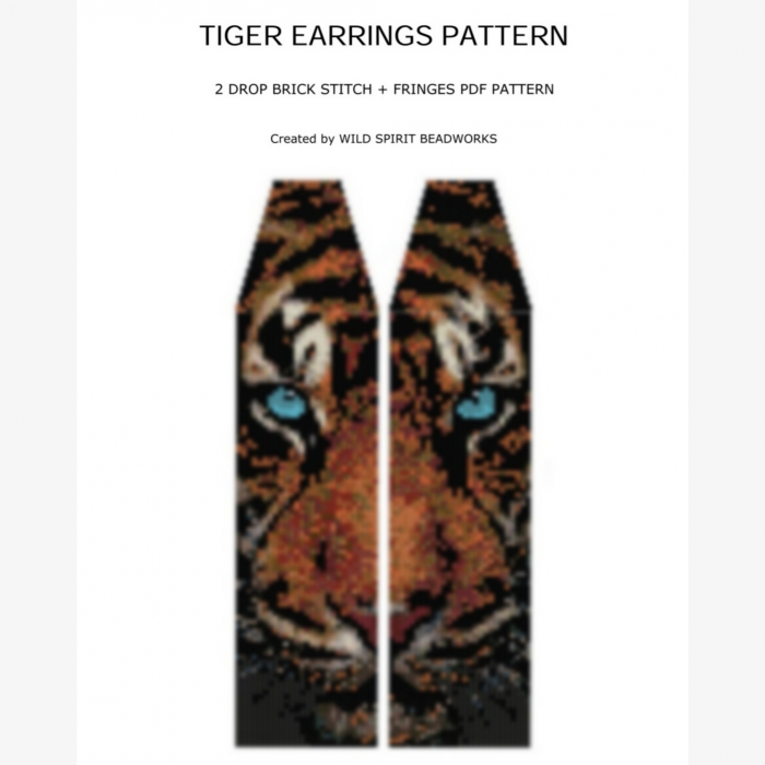 Beaded Fringe Earrings Pattern - Tiger - Handmade beaded fringe earrings