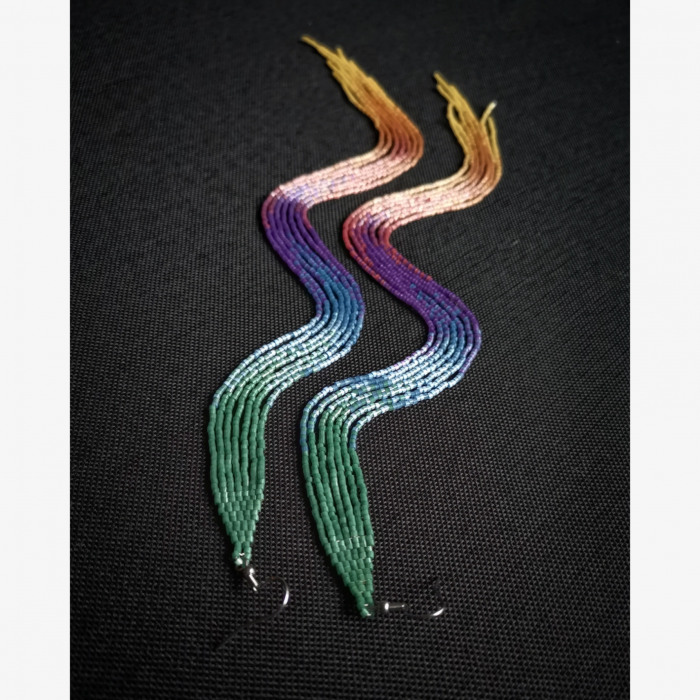 Extremely Long Sparkly Rainbow Ombre Earrings