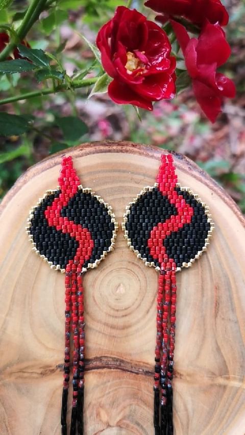 Pre-order Tiger Face Beaded Fringe Earrings